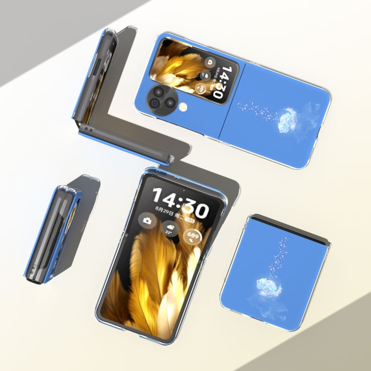For OPPO Find N3 Flip Painted Pattern PC Phone Case(Blue Flower)