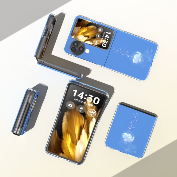 For OPPO Find N3 Flip Painted Pattern PC Phone Case(Blue Flower)