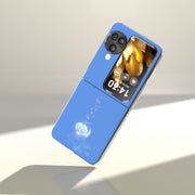For OPPO Find N3 Flip Painted Pattern PC Phone Case(Blue Flower)