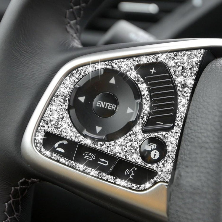 For Honda Civic 2016-2019 Car Steering Wheel Buttons High Configuration Diamond Decorative Sticker, Left and Right Drive