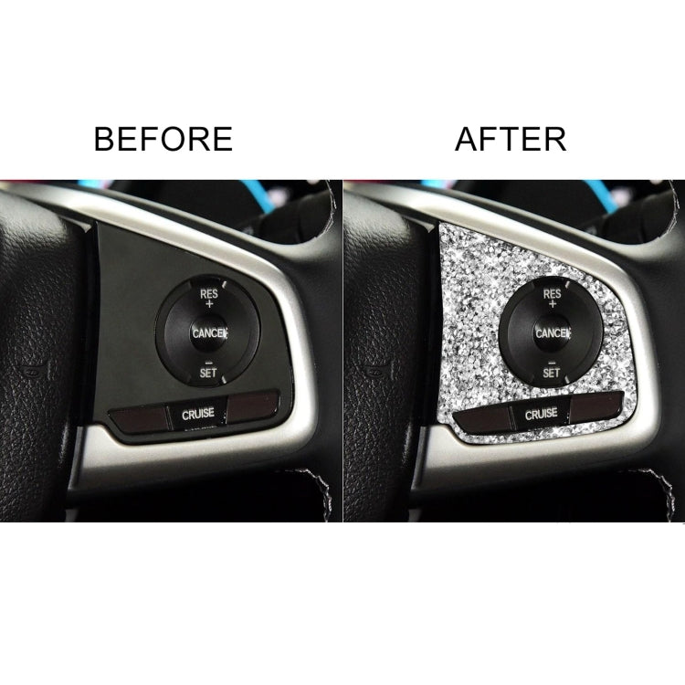 For Honda Civic 2016-2019 Car Steering Wheel Buttons High Configuration Diamond Decorative Sticker, Left and Right Drive