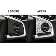 For Honda Civic 2016-2019 Car Steering Wheel Buttons High Configuration Diamond Decorative Sticker, Left and Right Drive