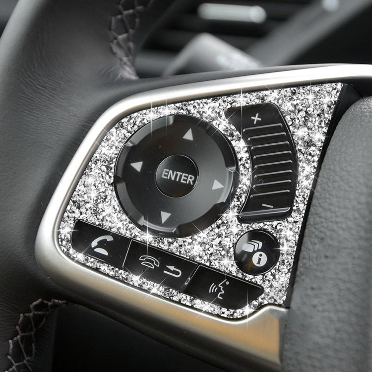 For Honda Civic 2016-2019 Car Steering Wheel Buttons Middle Configuration Diamond Decorative Sticker, Left and Right Drive
