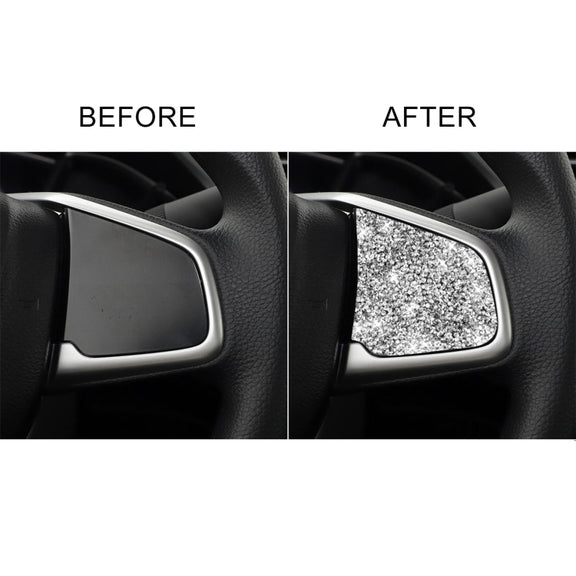 For Honda Civic 2016-2019 Car Steering Wheel Buttons Middle Configuration Diamond Decorative Sticker, Left and Right Drive