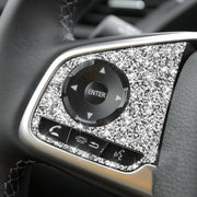 For Honda Civic 2016-2019 Car Steering Wheel Buttons Low Configuration Diamond Decorative Sticker, Left and Right Drive