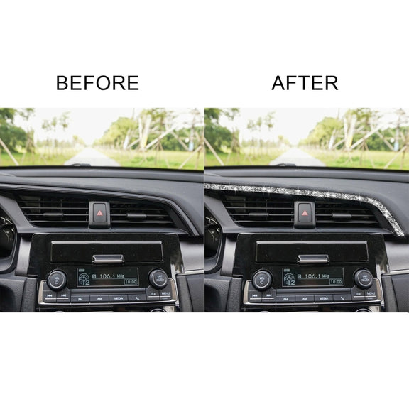 For Honda Civic 2016-2019 Car Central Control Air Outlets Upper Diamond Decorative Sticker, Left-hand Drive