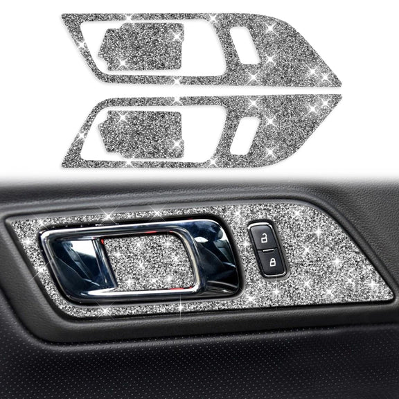 For Ford Mustang 2015-2020 4pcs Car Door Inner Handle Panel Diamond Decoration Sticker, Left and Right Drive