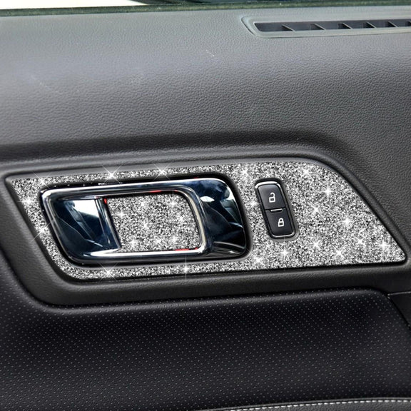 For Ford Mustang 2015-2020 4pcs Car Door Inner Handle Panel Diamond Decoration Sticker, Left and Right Drive