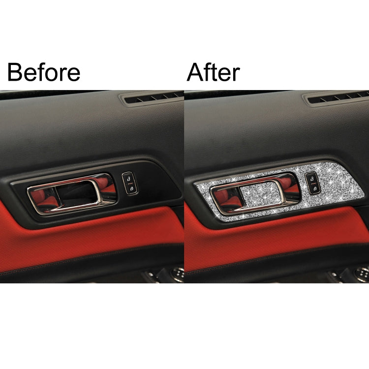 For Ford Mustang 2015-2020 4pcs Car Door Inner Handle Panel Diamond Decoration Sticker, Left and Right Drive