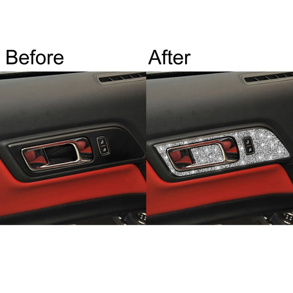 For Ford Mustang 2015-2020 4pcs Car Door Inner Handle Panel Diamond Decoration Sticker, Left and Right Drive