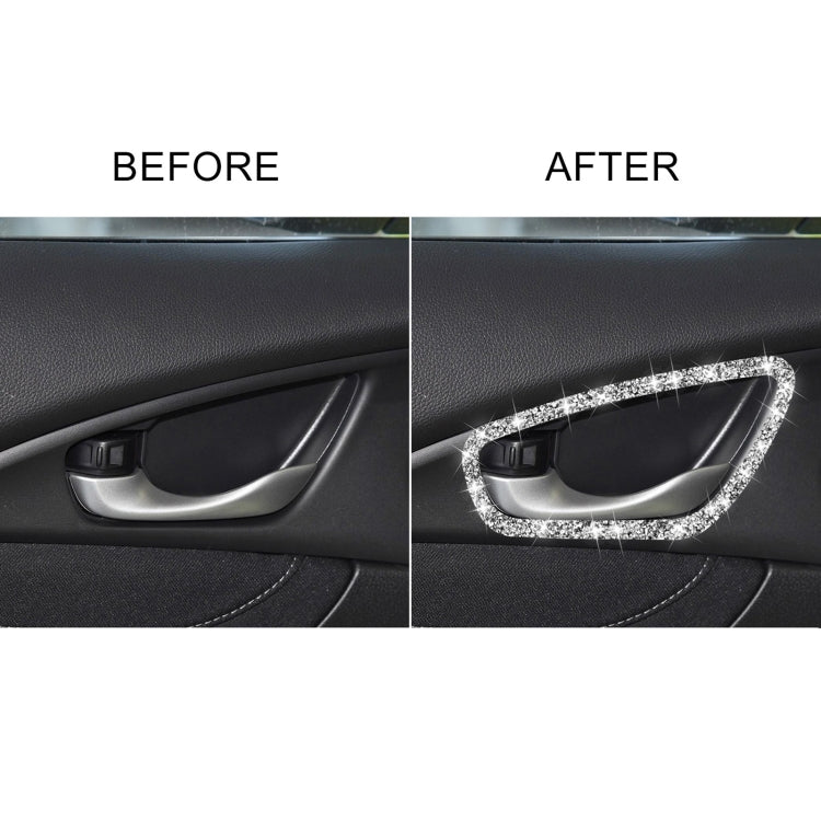 For Honda Civic 2016-2019 Car Inside Door Bowl Frame Diamond Decorative Sticker, Left and Right Drive