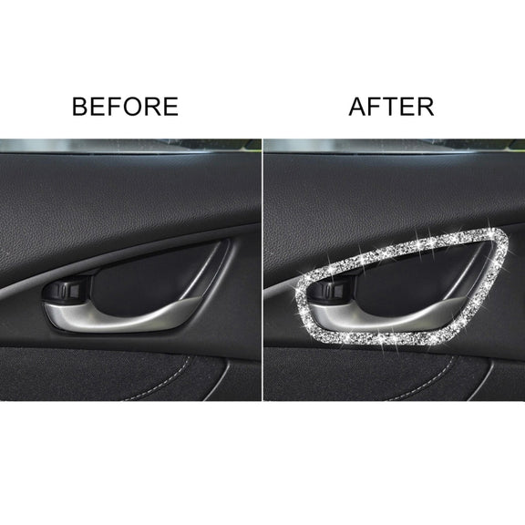 For Honda Civic 2016-2019 Car Inside Door Bowl Frame Diamond Decorative Sticker, Left and Right Drive