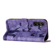 For Samsung Galaxy A15 Butterfly Cat Embossing Flip Leather Phone Case(Purple)