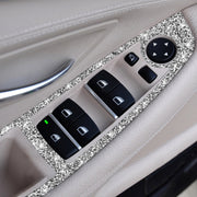 For BMW F10 5 Series 2011-2018 Car Window Lift Switch Diamond Decorative Sticker, Left-hand Drive