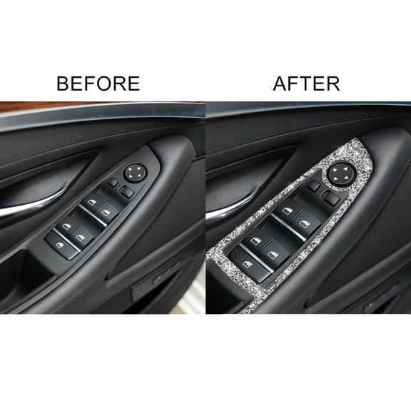 For BMW F10 5 Series 2011-2018 Car Window Lift Switch Diamond Decorative Sticker, Left-hand Drive