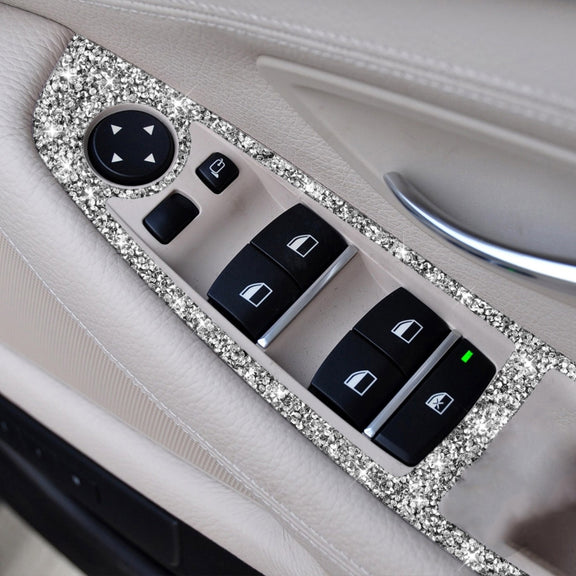 For BMW F10 5 Series 2011-2018 Car Window Lift Switch Diamond Decorative Sticker, Right-hand Drive