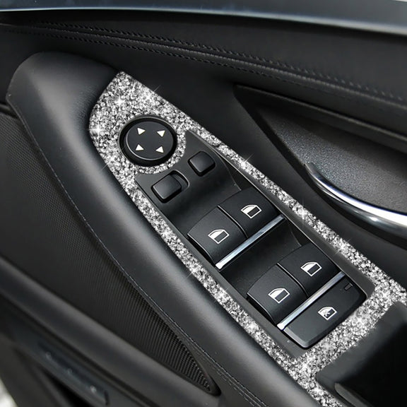 For BMW F10 5 Series 2011-2018 Car Window Lift Switch Diamond Decorative Sticker, Right-hand Drive
