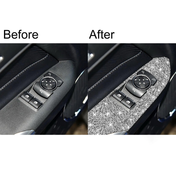 For Ford Mustang 2015-2020 4pcs Car Window Lift Panel Diamond Decoration Sticker, Left Drive