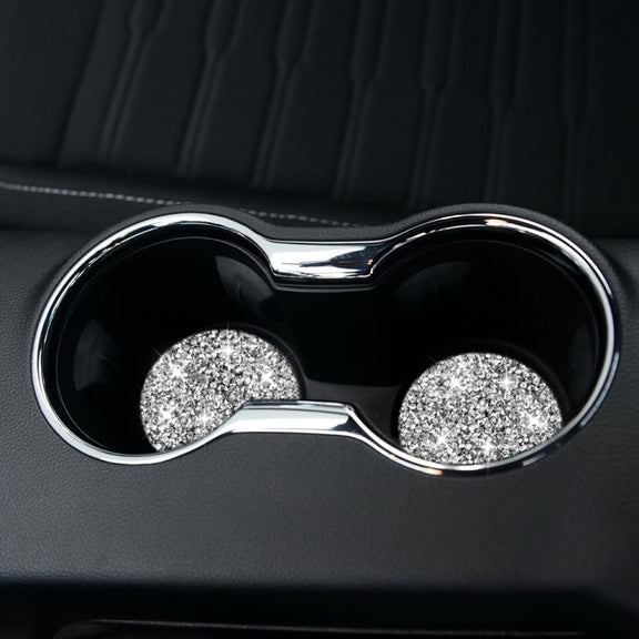 For Ford Mustang 2015-2020 Car Water Cup Holder Base Diamond Decoration Sticker, Left and Right Drive