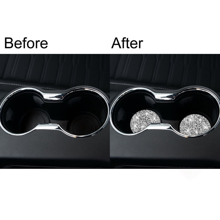 For Ford Mustang 2015-2020 Car Water Cup Holder Base Diamond Decoration Sticker, Left and Right Drive