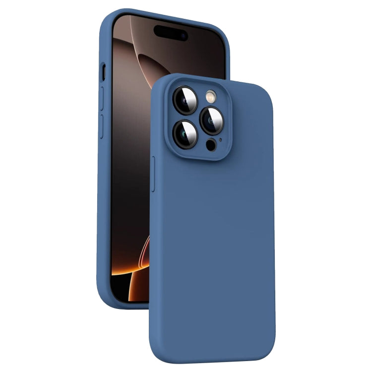 For iPhone 16 Pro Microfiber Liquid Silicone Shockproof Phone Case(Blue)