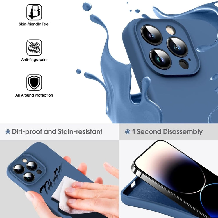 For iPhone 16 Pro Microfiber Liquid Silicone Shockproof Phone Case(Blue)