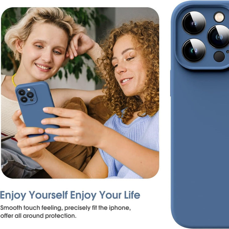 For iPhone 16 Pro Microfiber Liquid Silicone Shockproof Phone Case(Blue)