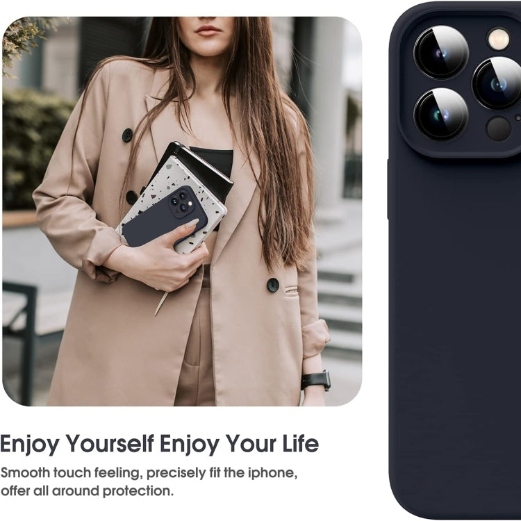 For iPhone 16 Plus Microfiber Liquid Silicone Shockproof Phone Case(Black)