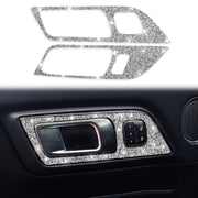 For Ford Mustang 2015-2020 2pcs Car Door Inner Handle Panel Diamond Decoration Sticker, Left Drive