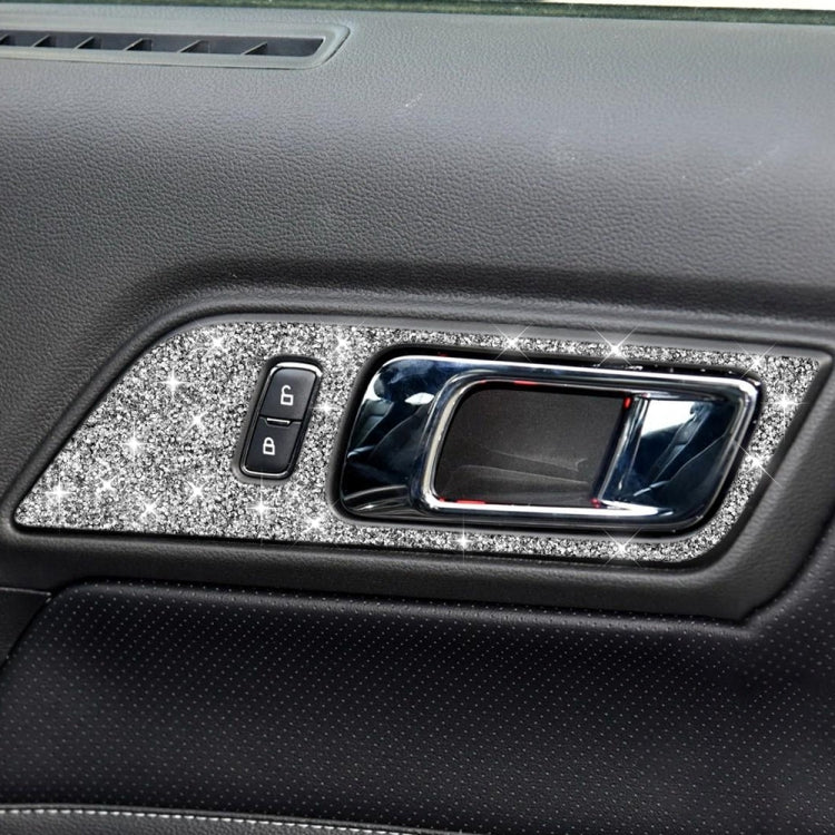 For Ford Mustang 2015-2020 2pcs Car Door Inner Handle Panel Diamond Decoration Sticker, Left Drive