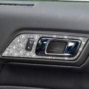 For Ford Mustang 2015-2020 2pcs Car Door Inner Handle Panel Diamond Decoration Sticker, Left Drive