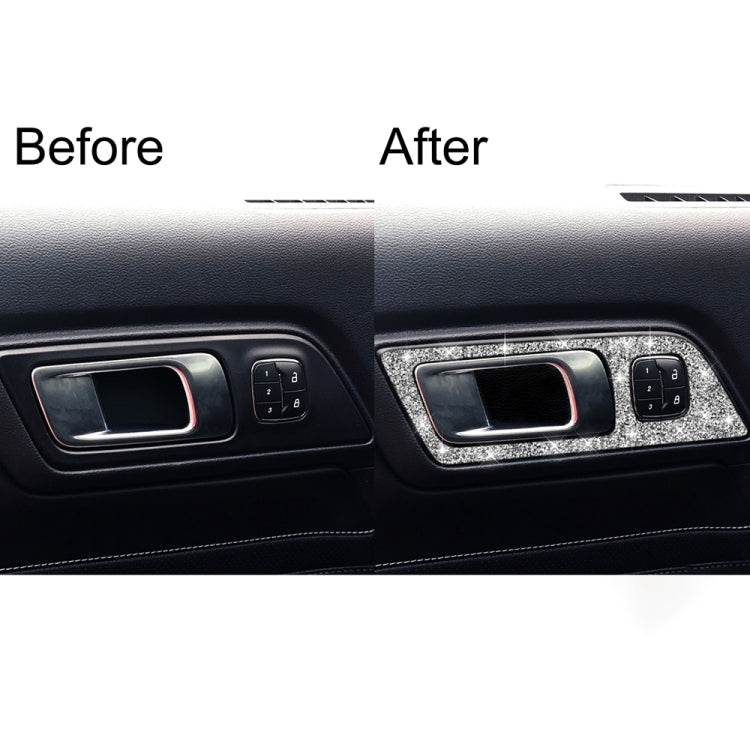 For Ford Mustang 2015-2020 2pcs Car Door Inner Handle Panel Diamond Decoration Sticker, Left Drive