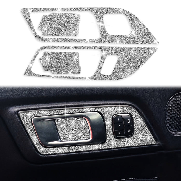 For Ford Mustang 2015-2020 4pcs Car Door Inner Handle Panel Diamond Decoration Sticker, Left Drive