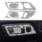 For Ford Mustang 2015-2020 4pcs Car Door Inner Handle Panel Diamond Decoration Sticker, Left Drive