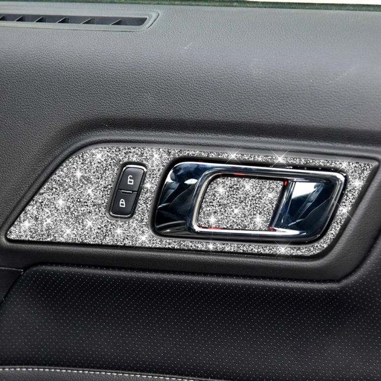 For Ford Mustang 2015-2020 4pcs Car Door Inner Handle Panel Diamond Decoration Sticker, Left Drive