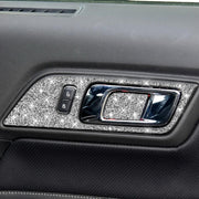 For Ford Mustang 2015-2020 4pcs Car Door Inner Handle Panel Diamond Decoration Sticker, Left Drive
