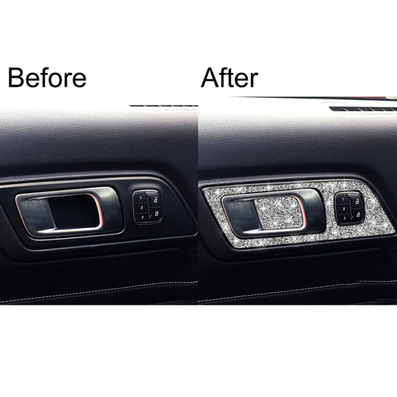 For Ford Mustang 2015-2020 4pcs Car Door Inner Handle Panel Diamond Decoration Sticker, Left Drive