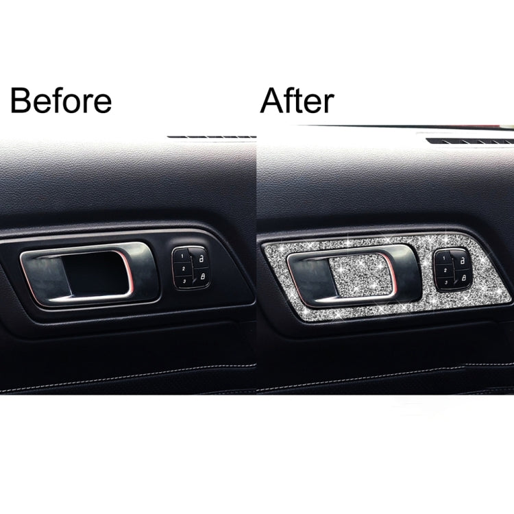 For Ford Mustang 2015-2020 4pcs Car Door Inner Handle Panel Diamond Decoration Sticker, Left Drive