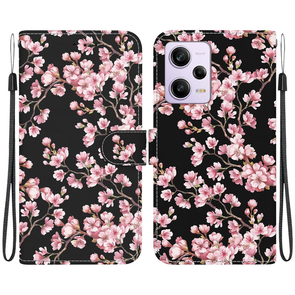 For Xiaomi Redmi Note 12 Pro Crystal Texture Colored Drawing Leather Phone Case(Plum Bossom)