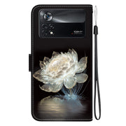 For Xiaomi Poco X4 Pro 5G Crystal Texture Colored Drawing Leather Phone Case(Crystal Peony)
