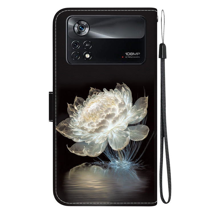 For Xiaomi Poco X4 Pro 5G Crystal Texture Colored Drawing Leather Phone Case(Crystal Peony)