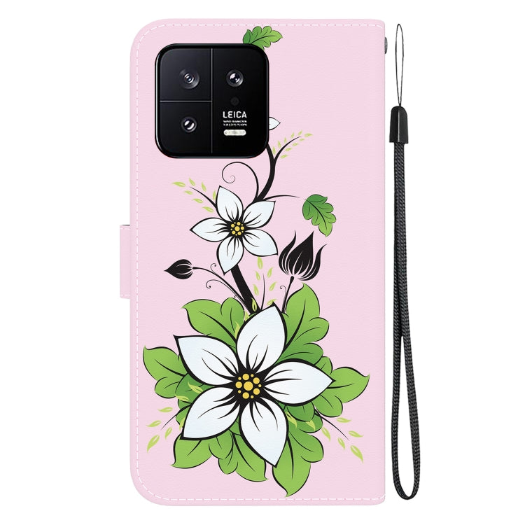For Xiaomi 13 5G Crystal Texture Colored Drawing Leather Phone Case(Lily)