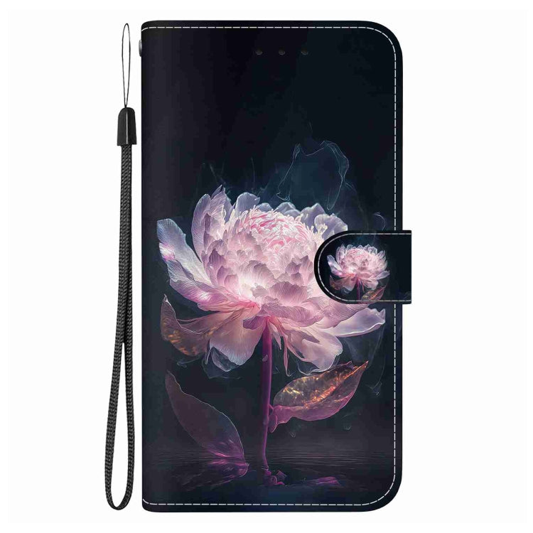 For Xiaomi 13 Pro 5G Crystal Texture Colored Drawing Leather Phone Case(Purple Peony)