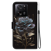For Xiaomi 13T / 13T Pro / Redmi K60 Ultra Crystal Texture Colored Drawing Leather Phone Case(Black Rose)