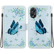 For OPPO A38 4G / A18 Crystal Texture Colored Drawing Leather Phone Case(Blue Pansies) - A38 Cases by PMC TechLife | Online Shopping South Africa | PMC TechLife | Buy Now Pay Later Mobicred