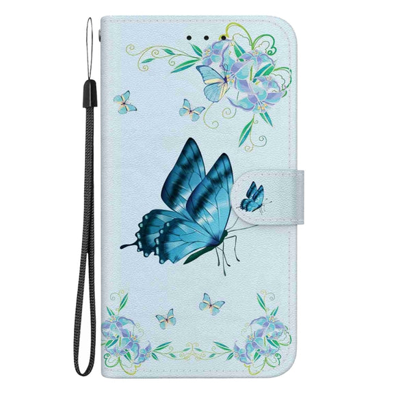 For OPPO A38 4G / A18 Crystal Texture Colored Drawing Leather Phone Case(Blue Pansies)