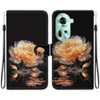 For OPPO Reno11 Global Crystal Texture Colored Drawing Leather Phone Case(Gold Peony) - Reno11 Cases by PMC TechLife | Online Shopping South Africa | PMC TechLife | Buy Now Pay Later Mobicred