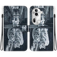 For OPPO Reno11 Pro 5G Global Crystal Texture Colored Drawing Leather Phone Case(Cat Tiger Reflection) - Reno11 Pro Cases by PMC TechLife | Online Shopping South Africa | PMC TechLife | Buy Now Pay Later Mobicred