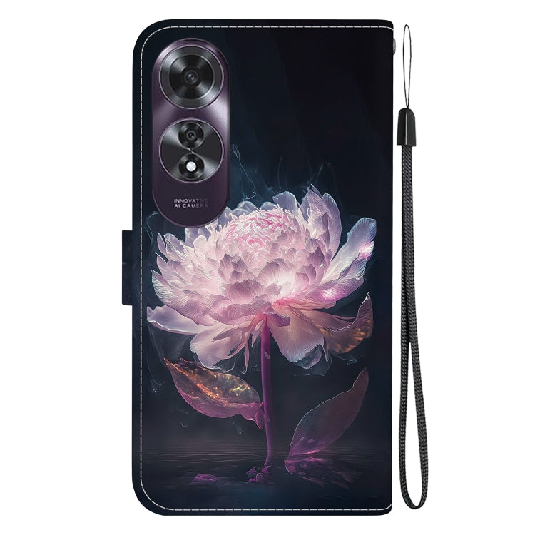 For OPPO A60 4G Crystal Texture Colored Drawing Leather Phone Case(Purple Peony)