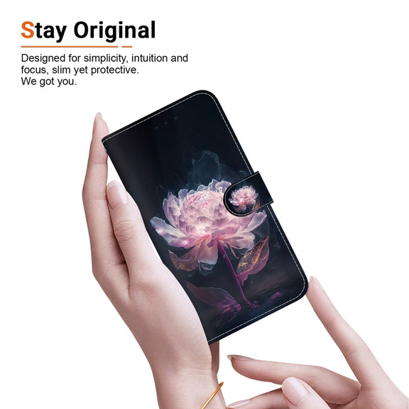 For OPPO A60 4G Crystal Texture Colored Drawing Leather Phone Case(Purple Peony)